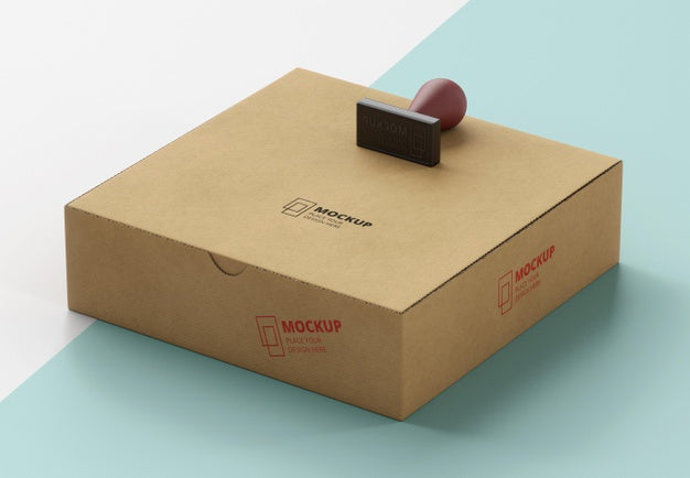 Composition Of Stamp And Box Labeled Psd