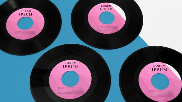 Composition Of Vinyl Records Mock-Up Psd