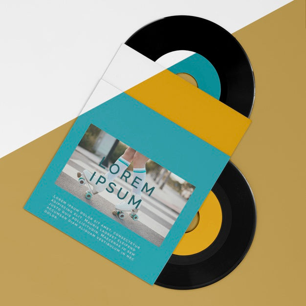 Composition Of Vinyl Records Mock-Up Psd
