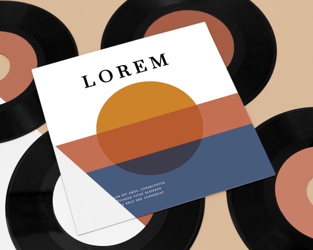 Composition Of Vinyl Records Mock-Up Psd