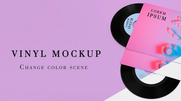 Composition Of Vinyl Records Mock-Up Psd