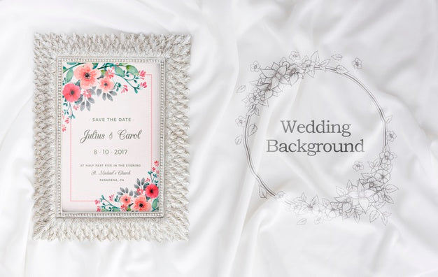 Composition Of Wedding Elements With Frame Mock-Up Psd