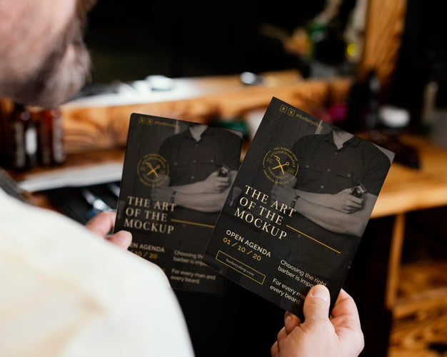 Composition With Barber Shop Element Mock-Up Psd