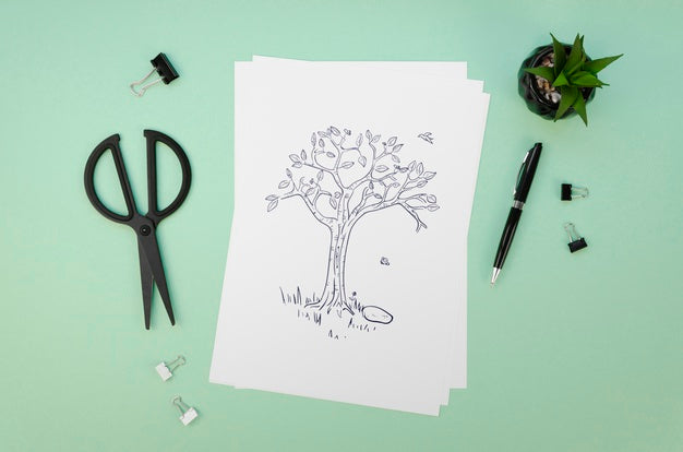 Composition With Card Mock-Up On Green Background Psd