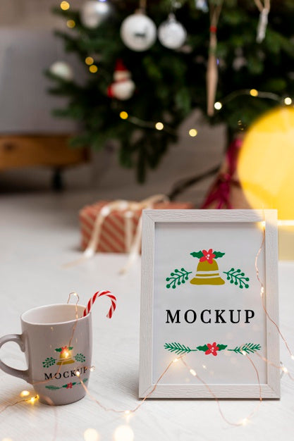 Composition With Frame And Cup Mock-Up Psd