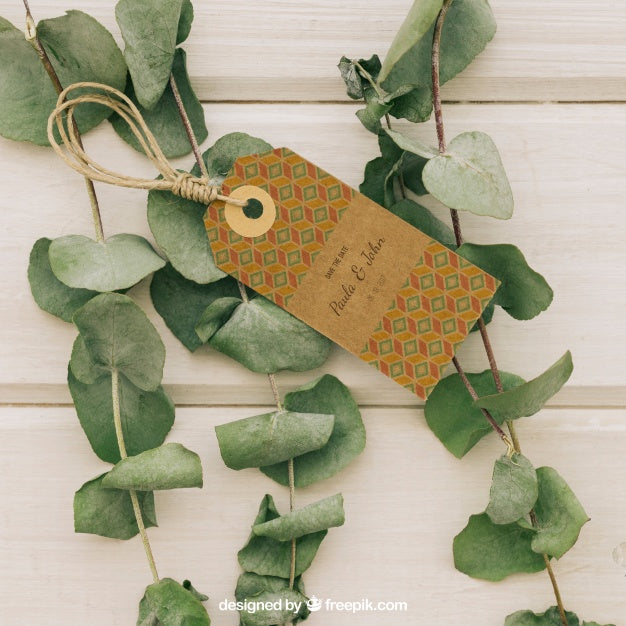 Composition With Lelaves And Label Psd