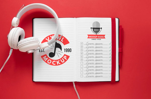 Composition With Music Elements Mock-Up Psd