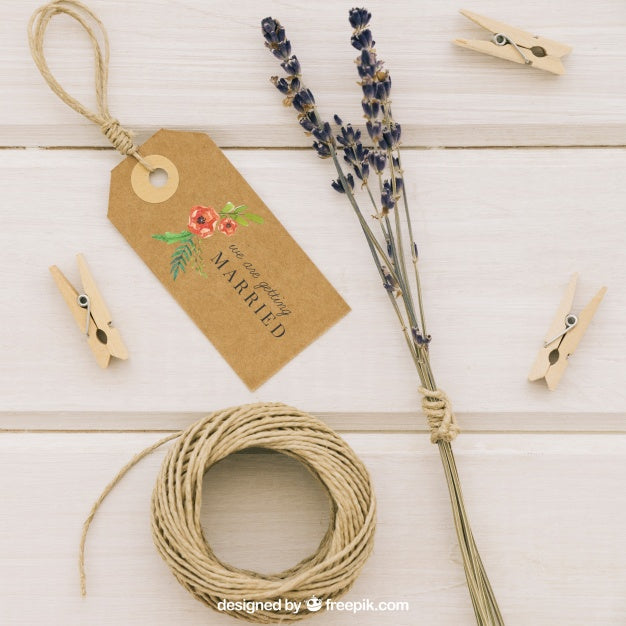 Composition With Wedding Label And Complements Psd