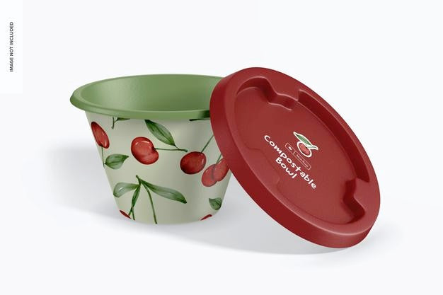 Compostable Bowl Mockup, Opened Psd