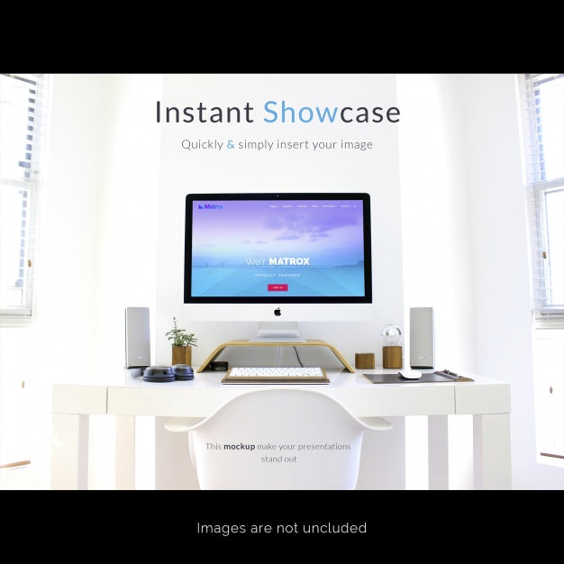 Computer On White Desktop Mock Up Psd