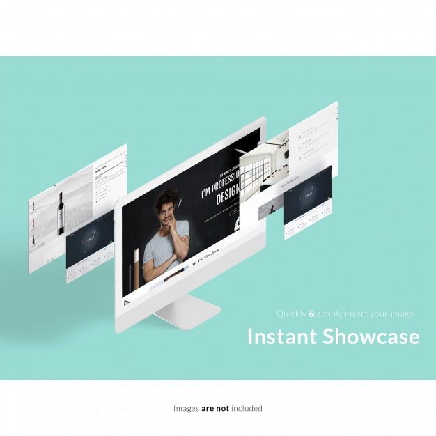 Computer Screen Mock Up On Green Background Psd
