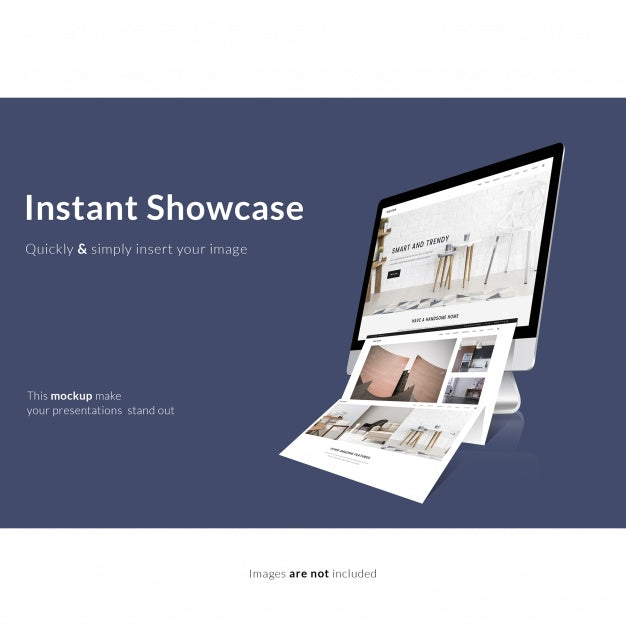 Computer Screen On Blue Background Mock Up Psd