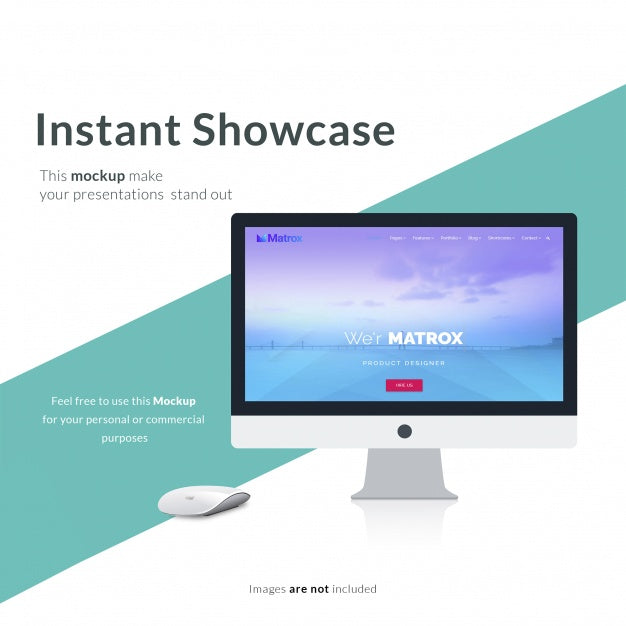 Computer Screen On Green And White Background Mock Up Psd