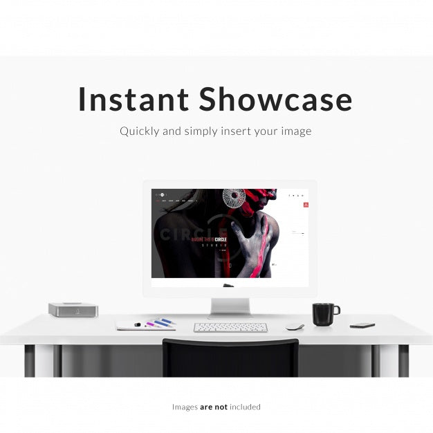 Computer Screen On White Room Mock Up Psd