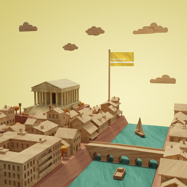 Concept Of Cities World Day 3D Building Mock-Up Psd