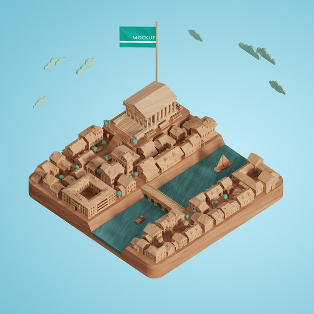 Concept Of Cities World Day 3D Building Model Psd