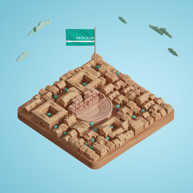 Concept Of Cities World Day 3D Model Miniature Psd