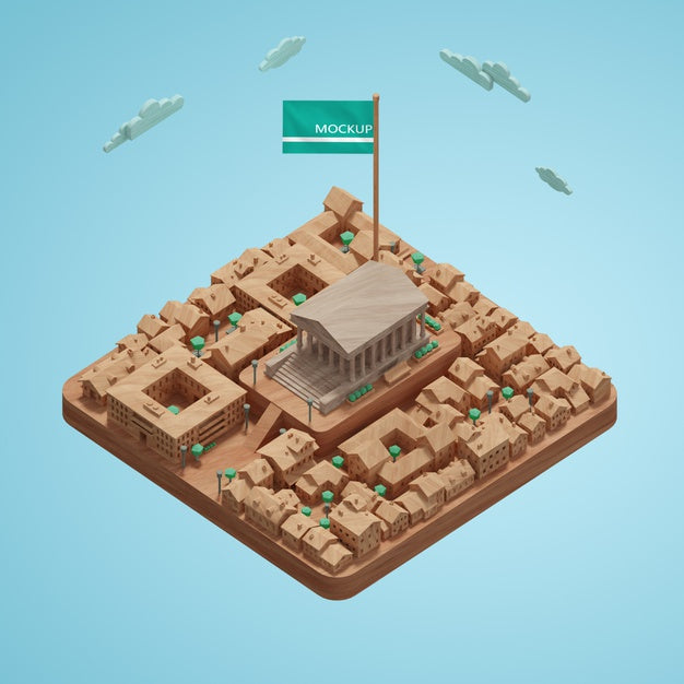 Concept Of Cities World Day 3D Model Psd