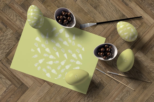 Concept Of Painting Process Of Eggs For Easter Psd