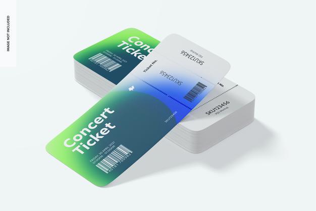 Concert Ticket Mockup, Leaned Psd