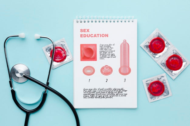 Condoms And Stethoscope Arrangement Psd