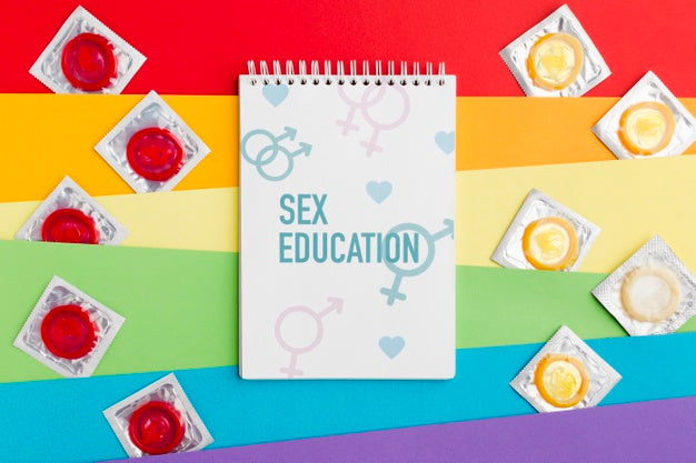 Condoms On Rainbow Design Background Psd