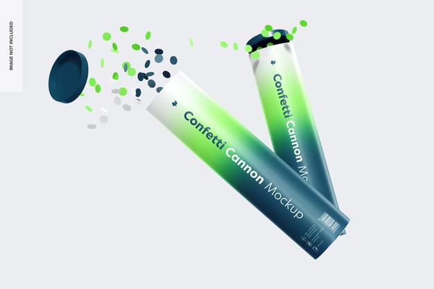 Confetti Cannon Mockup, Floating Psd