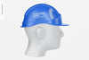 Construction Helmet With Head Mockup, Left View Psd