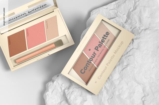 Contour Palettes Mockup Top View Psd