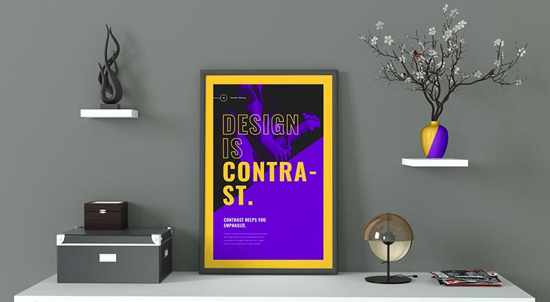 Contrasting Photo Frame Poster Mockup Psd
