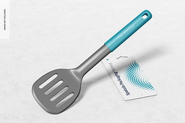 Cooking Spatula Packaging Mockup, Leaned Psd