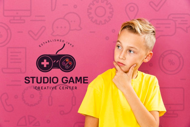 Cool Boy Posing As If He'S Thinking Psd