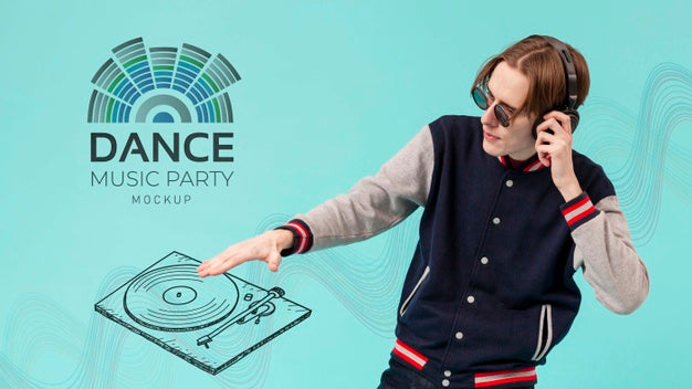 Cool Teen With Music Party Mock-Up Psd