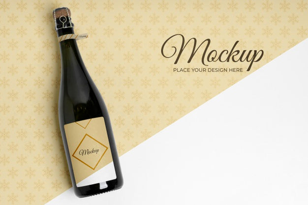 Copy Space Champagne Bottle Mock-Up Psd