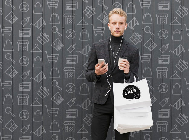 Copy-Space Male At Shopping Time Psd
