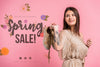 Copyspace Mockup For Spring Sale With Attractive Woman Psd