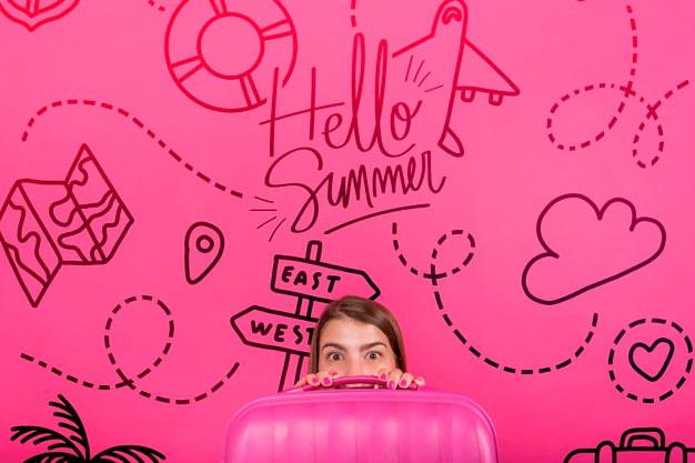 Copyspace Mockup For Summer With Joyful Woman Psd