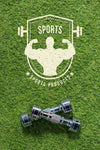 Copyspace Mockup On Grass With Dumbbells Psd