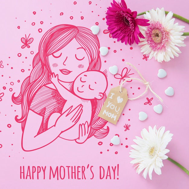 Copyspace Mockup With Flat Lay Mothers Day Composition Psd