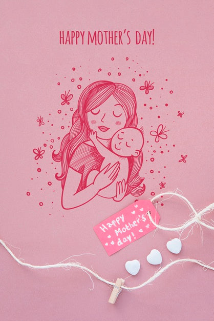 Copyspace Mockup With Flat Lay Mothers Day Composition Psd