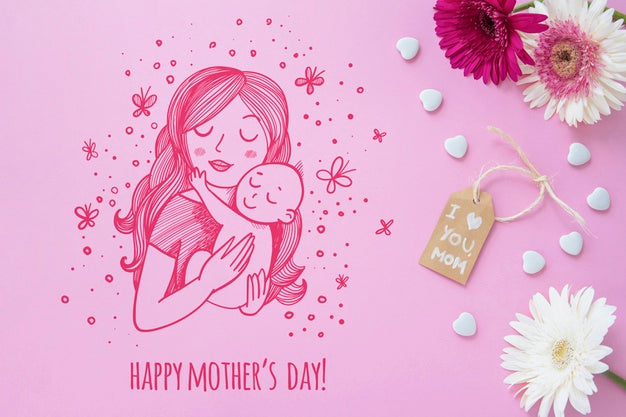 Copyspace Mockup With Flat Lay Mothers Day Composition Psd