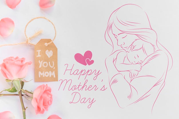 Copyspace Mockup With Flat Lay Mothers Day Composition Psd