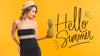 Copyspace Mockup With Summer Concept Next To Attractive Woman Psd