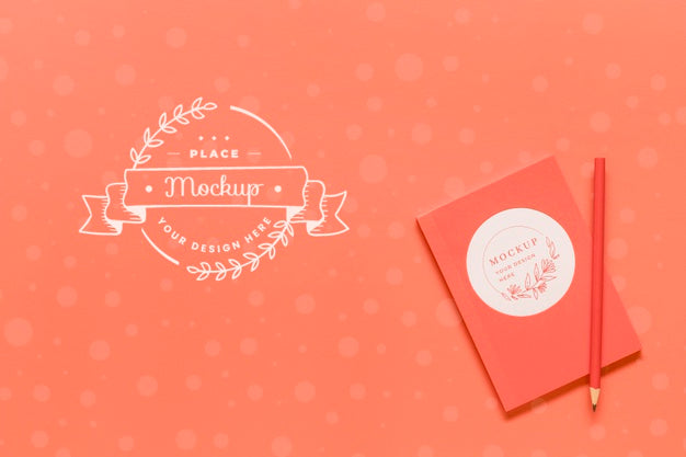 Coral Arrangement With Notebook Mock-Up Psd
