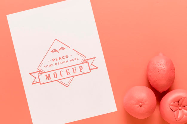 Coral Composition With Card Mock-Up Psd