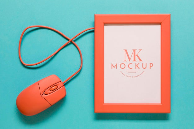 Coral Composition With Frame Mock-Up Psd