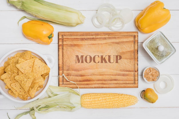 Corn And Bell Pepper Healthy Food Mock-Up Psd