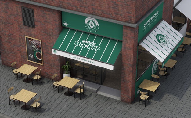 Corner Business Mock-Up For Coffee Shops Psd