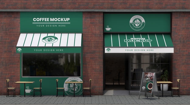 Corner Business Mock-Up For Coffee Shops Psd