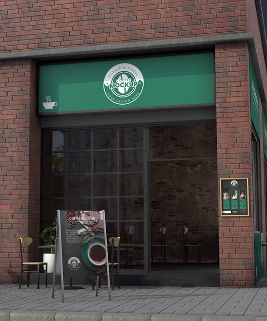 Corner Business Mock-Up For Coffee Shops Psd